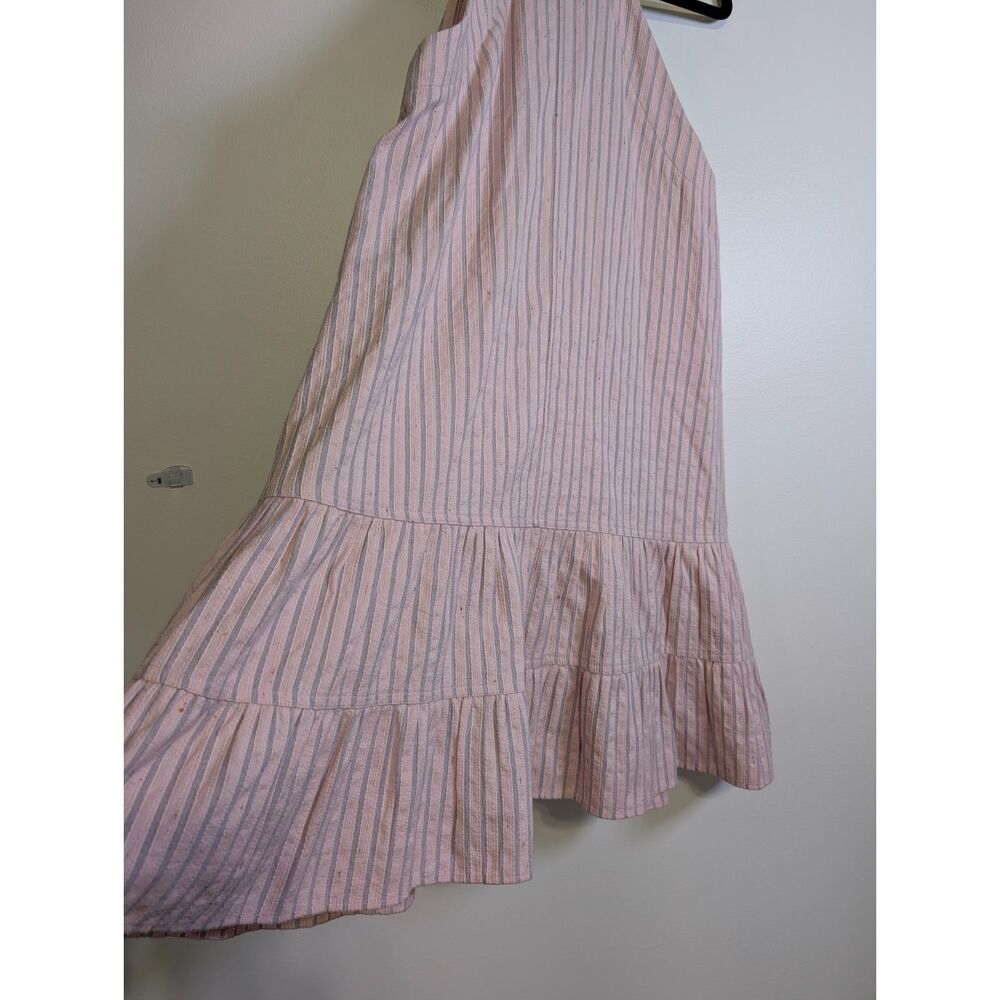 Rebecca Taylor Pink Stripe Halter Dress Tiered Cotton Blend Size 6 - Picture 5 of 7